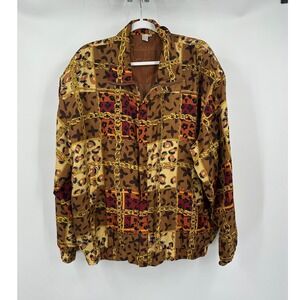 Vintage Shanghai Silk Womens Bomber Jacket Size‎ XL Chain Animal Print Oversized